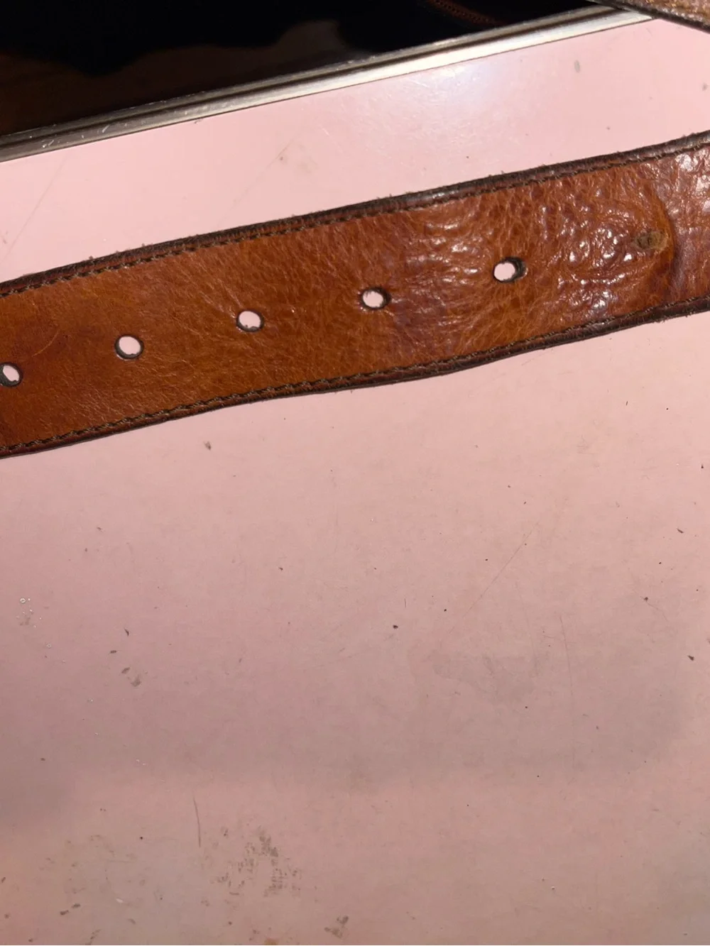 Unisex Brown Leather Belt with Brass Oval Buckle - Size 31-35